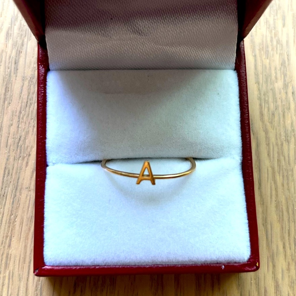 14k letter A ring